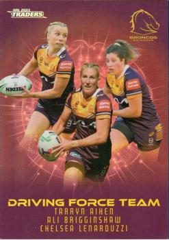 2023 NRL Traders Titanium - Driving Force Team Parallel Case Card #DFP17 Brisbane Broncos Front